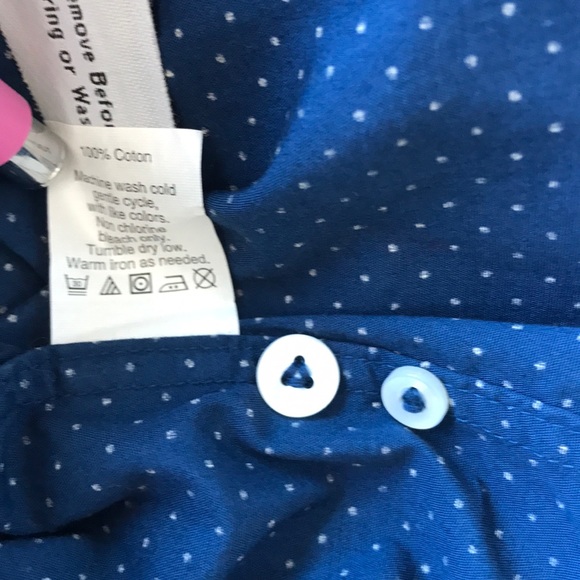 J. Crew Navy + White Polka Dot Slim Fit Shirt XL - Picture 7 of 7
